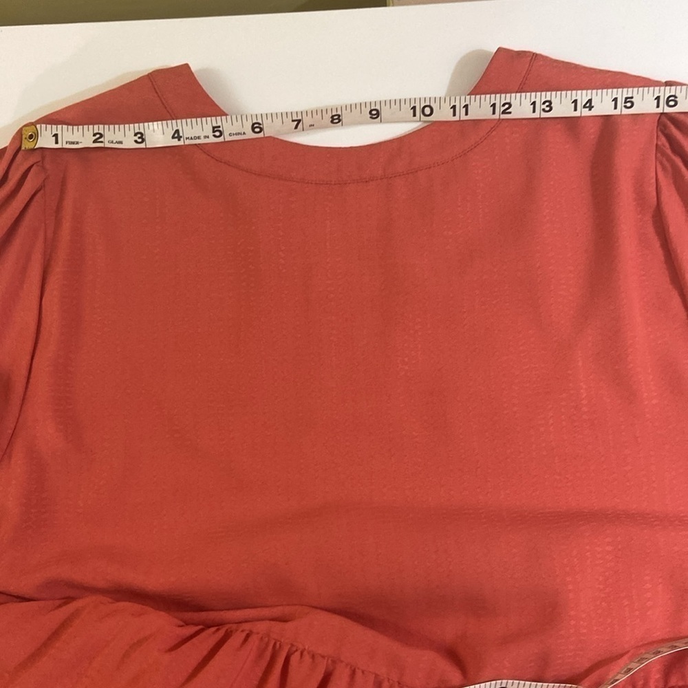 MAEVE BY ANTHROPOLOGIE, ORANGE LONG SLEEVE,TIRED,MINI DRESS. SIZE-X1 . - Picture 4 of 12